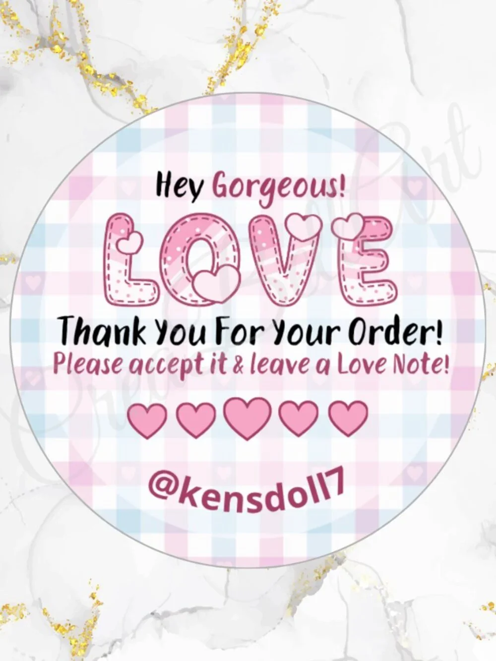 60 Personalized Love Cute Thank You Stickers 2 inch Glossy